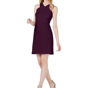 NWT Bar III A-Line Halter Style Mini Dress in Black Currant Size M